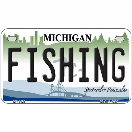 Fishing Michigan Metal Novelty License Plate 7" x 4" (MP)