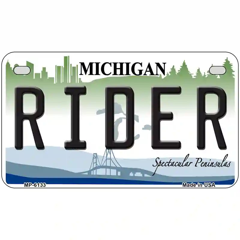 Rider Michigan Metal Novelty License Plate 7" x 4" (MP)