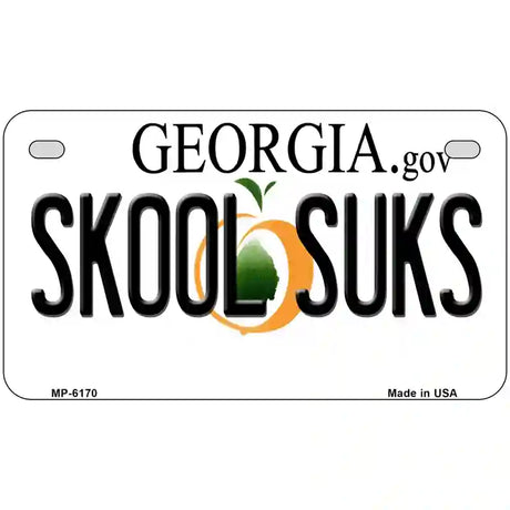 Skool Suks Georgia Novelty Metal License Plate 7" x 4" (MP)