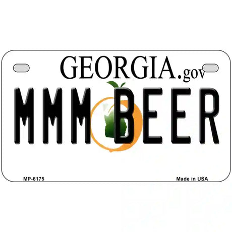 MMM Beer Georgia Novelty Metal License Plate 7" x 4" (MP)