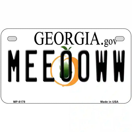 Meeooww Georgia Novelty Metal License Plate 7" x 4" (MP)