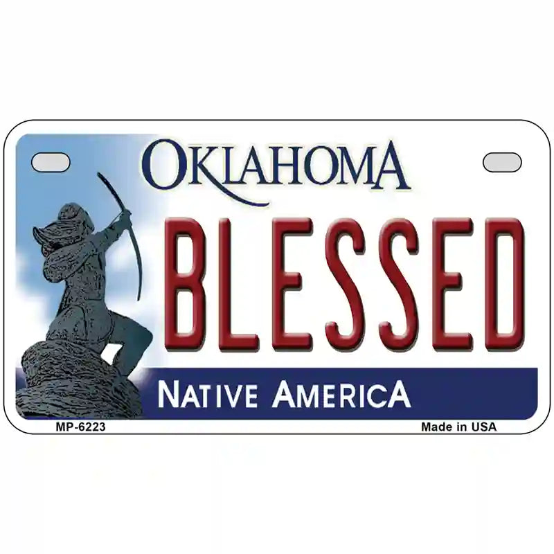 Blessed Oklahoma Novelty Metal License Plate 7" x 4" (MP)