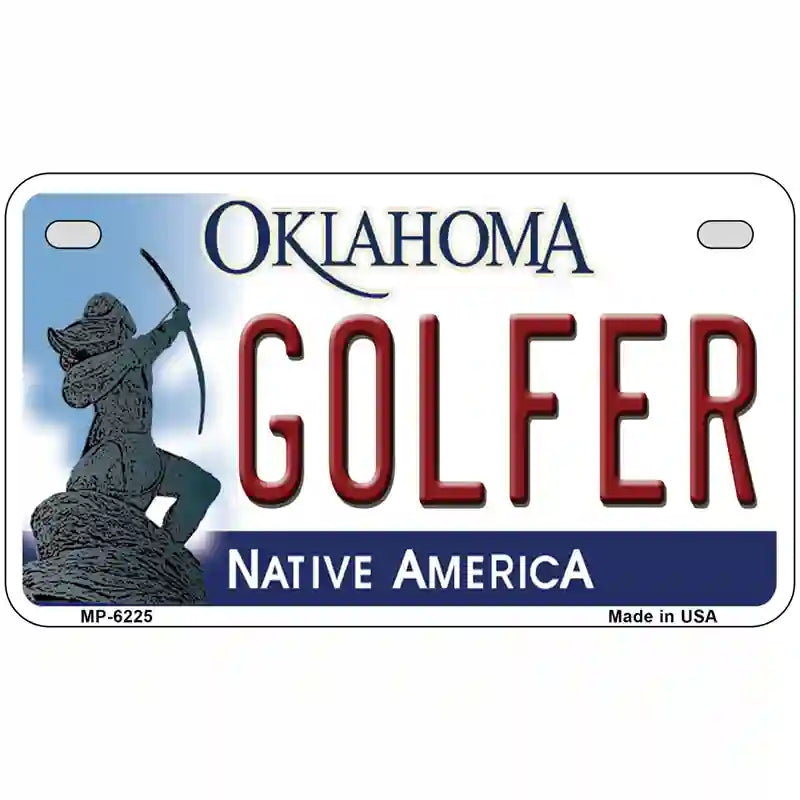 Golfer Oklahoma Novelty Metal License Plate 7" x 4" (MP)