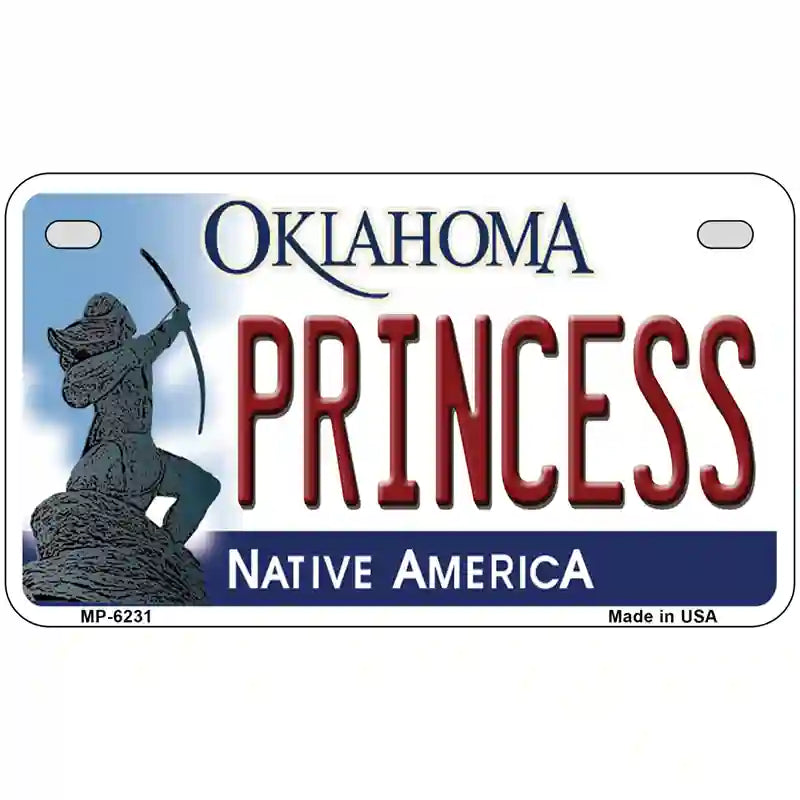 Princess Oklahoma Novelty Metal License Plate 7" x 4" (MP)