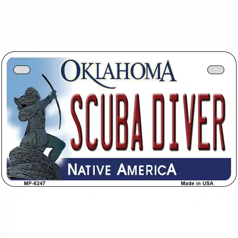 Scuba Diver Oklahoma Novelty Metal License Plate 7" x 4" (MP)