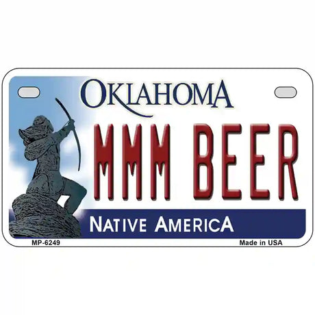 MMM Beer Oklahoma Novelty Metal License Plate 7" x 4" (MP)