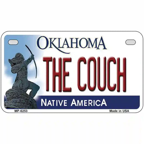 The Couch Oklahoma Novelty Metal License Plate 7" x 4" (MP)