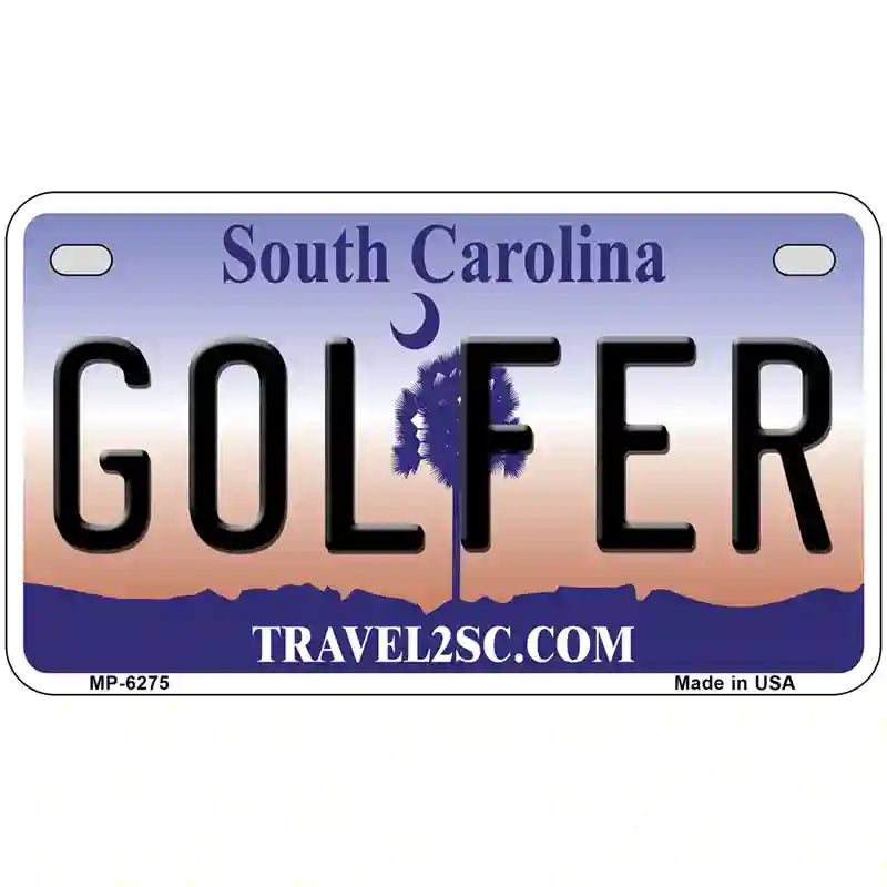 Golfer South Carolina Novelty Metal License Plate 7" x 4" (MP)