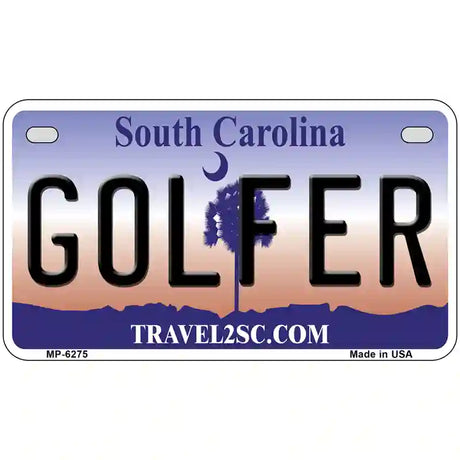 Golfer South Carolina Novelty Metal License Plate 7" x 4" (MP)