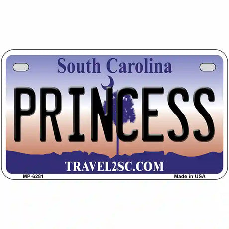 Princess South Carolina Novelty Metal License Plate 7" x 4" (MP)