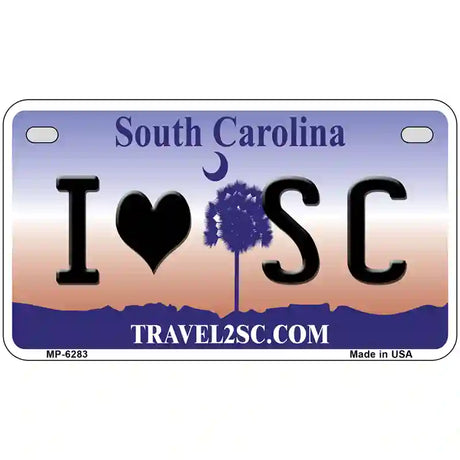 I Love South Carolina Novelty Metal License Plate 7" x 4" (MP)