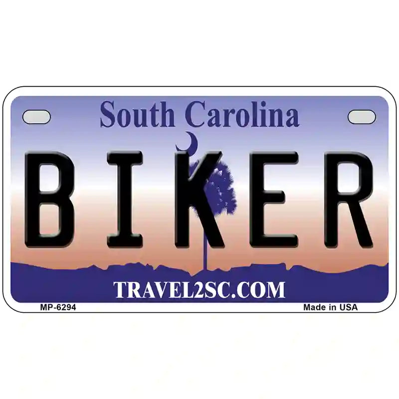 Biker South Carolina Novelty Metal License Plate 7" x 4" (MP)