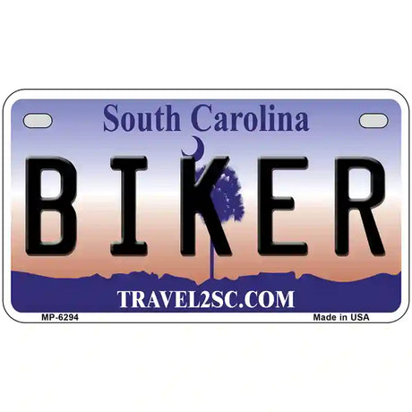 Biker South Carolina Novelty Metal License Plate 7" x 4" (MP)