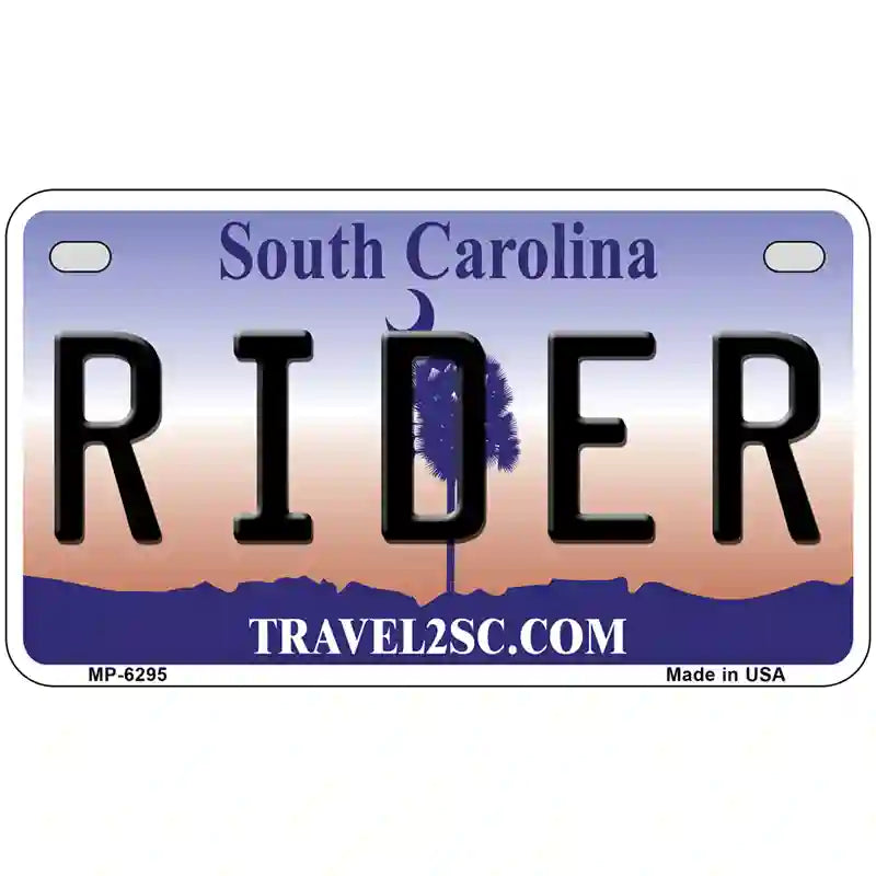 Rider South Carolina Novelty Metal License Plate 7" x 4" (MP)