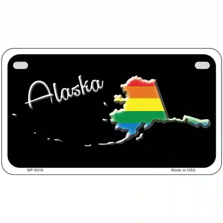 Alaska Rainbow Metal Novelty License Plate 7" x 4" (MP)