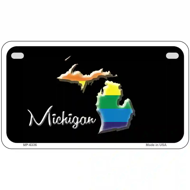 Michigan Rainbow Metal Novelty License Plate 7" x 4" (MP)