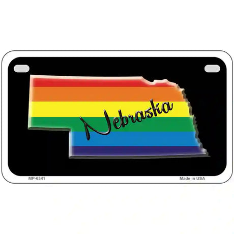 Nebraska Rainbow Metal Novelty License Plate 7" x 4" (MP)