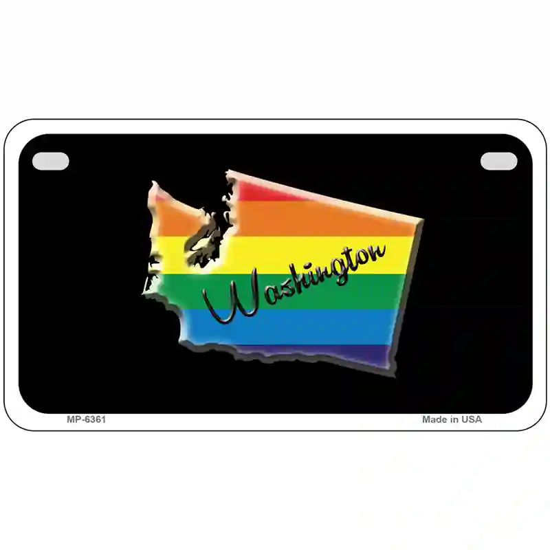 Washington Rainbow Metal Novelty License Plate 7" x 4" (MP)