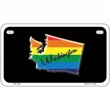 Washington Rainbow Metal Novelty License Plate 7" x 4" (MP)