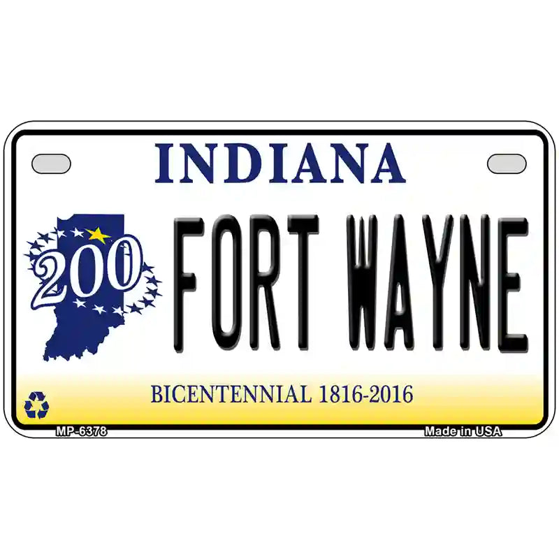 Fort Wayne Indiana Novelty Metal License Plate 7" x 4" (MP)