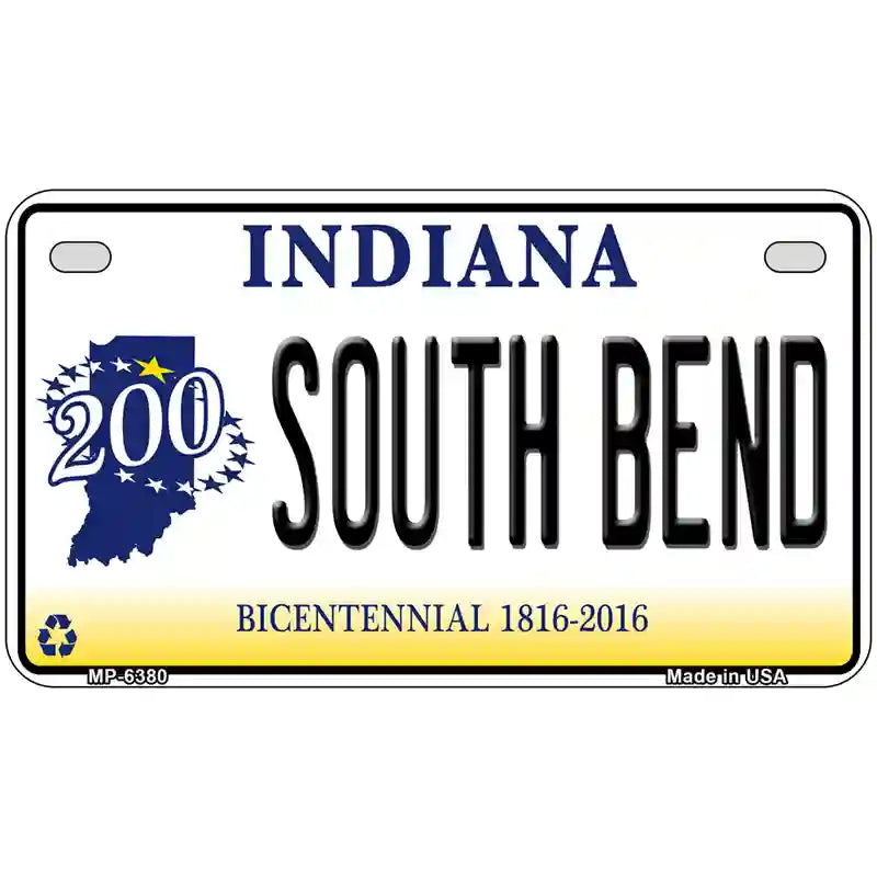 South Bend Indiana Novelty Metal License Plate 7" x 4" (MP)