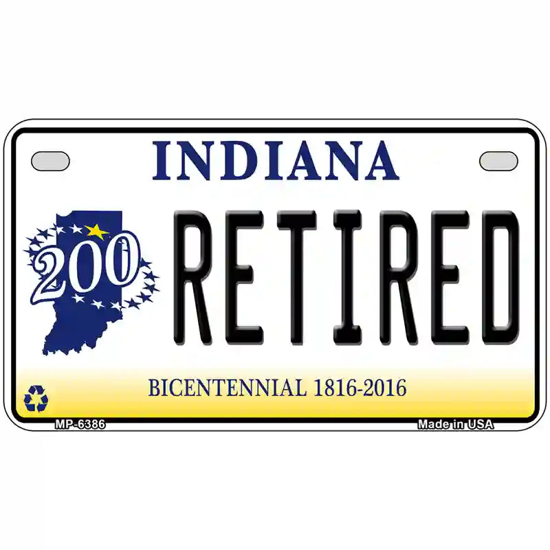 Retired Indiana Novelty Metal License Plate 7" x 4" (MP)