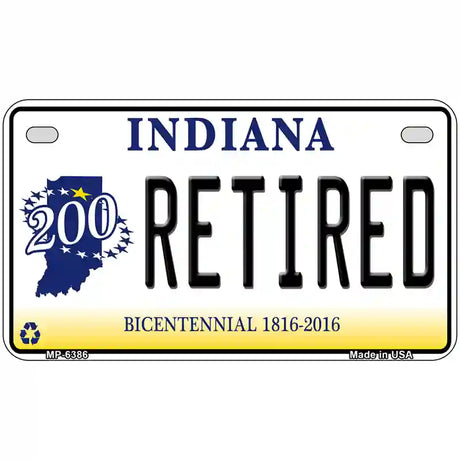 Retired Indiana Novelty Metal License Plate 7" x 4" (MP)