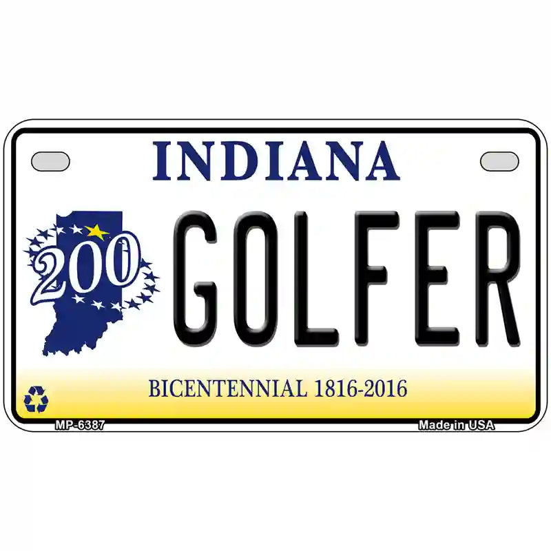 Golfer Indiana Novelty Metal License Plate 7" x 4" (MP)