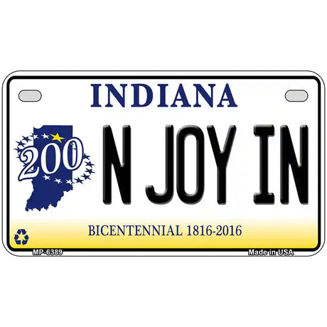 N Joy Indiana Novelty Metal License Plate 7" x 4" (MP)