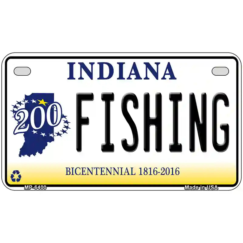 Fishing Indiana Novelty Metal License Plate 7" x 4" (MP)