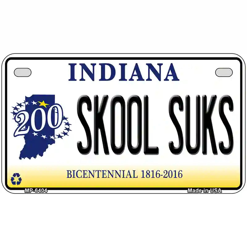 Skook Suks Indiana Novelty Metal License Plate 7" x 4" (MP)