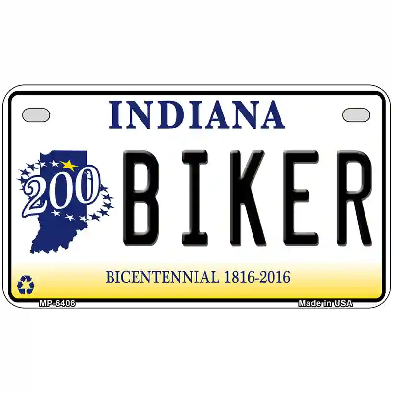 Biker Indiana Novelty Metal License Plate 7" x 4" (MP)