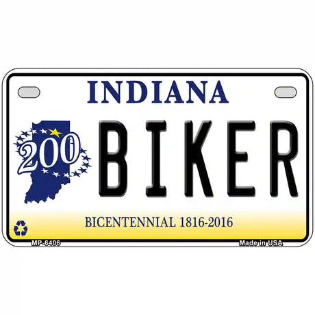 Biker Indiana Novelty Metal License Plate 7" x 4" (MP)