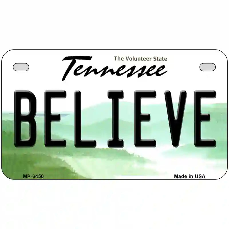 Believe Tennessee Novelty Metal License Plate 7" x 4" (MP)