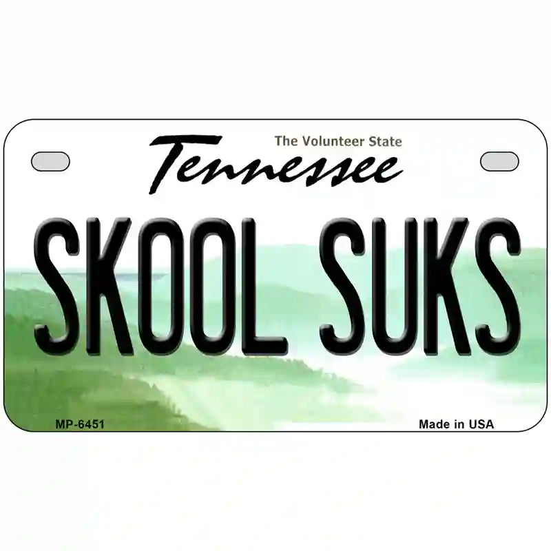 Skool Suks Tennessee Novelty Metal License Plate 7" x 4" (MP)