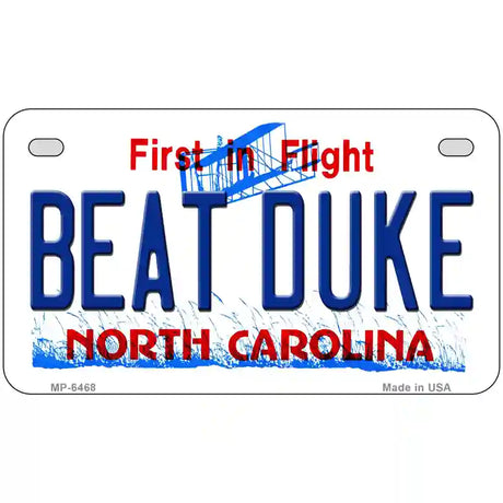 Beat Duke North Carolina Novelty Metal License Plate 7" x 4" (MP)