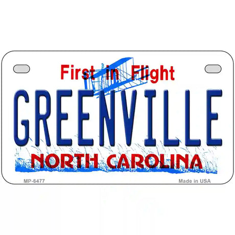 Greenville North Carolina Novelty Metal License Plate 7" x 4" (MP)