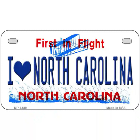 I Love North Carolina Novelty Metal License Plate 7" x 4" (MP)