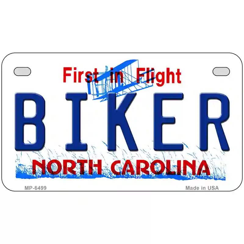 Biker North Carolina Novelty Metal License Plate 7" x 4" (MP)