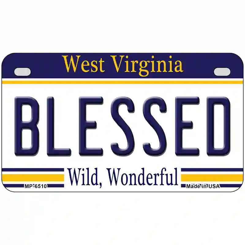 Blessed West Virginia Novelty Metal License Plate 7" x 4" (MP)