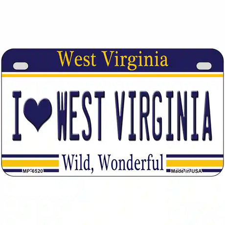 I Love West Virginia Novelty Metal License Plate 7" x 4" (MP)