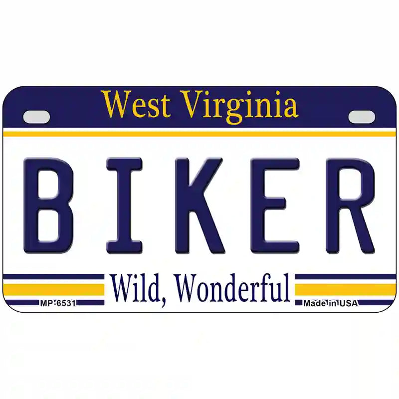 Biker West Virginia Novelty Metal License Plate 7" x 4" (MP)