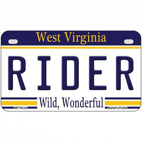 Rider West Virginia Novelty Metal License Plate 7" x 4" (MP)