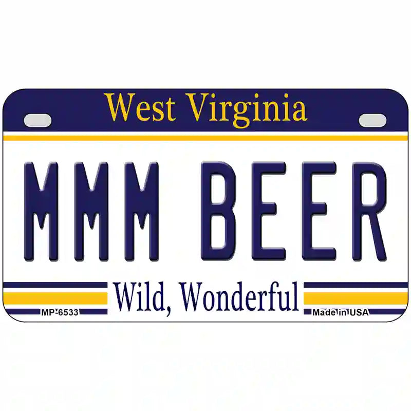 MMM Beer West Virginia Novelty Metal License Plate Tag 7" x 4" (MP)