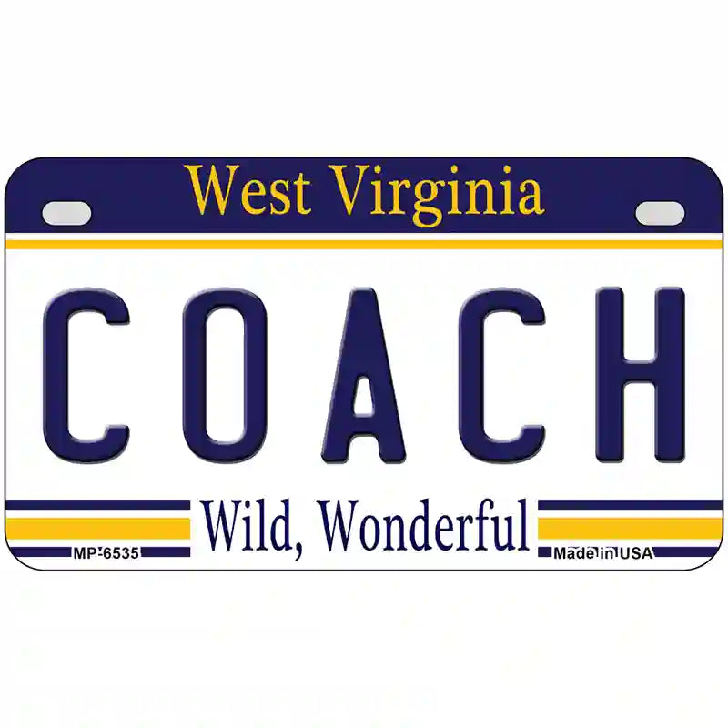 Coach West Virginia Novelty Metal License Plate 7" x 4" (MP)