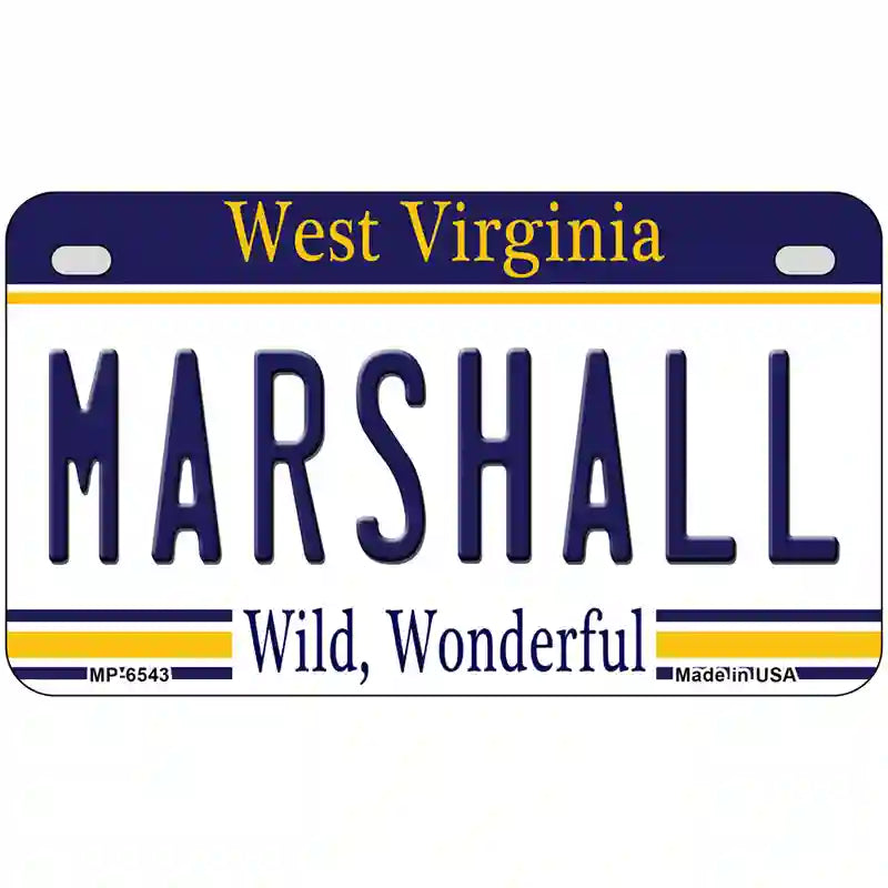 Marshall West Virginia Novelty Metal License Plate 7" x 4" (MP)