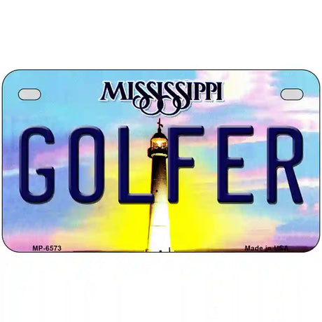 Golfer Mississippi Novelty Metal License Plate 7" x 4" (MP)