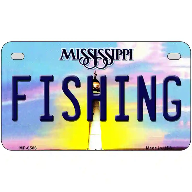 Fishing Mississippi Novelty Metal License Plate 7" x 4" (MP)