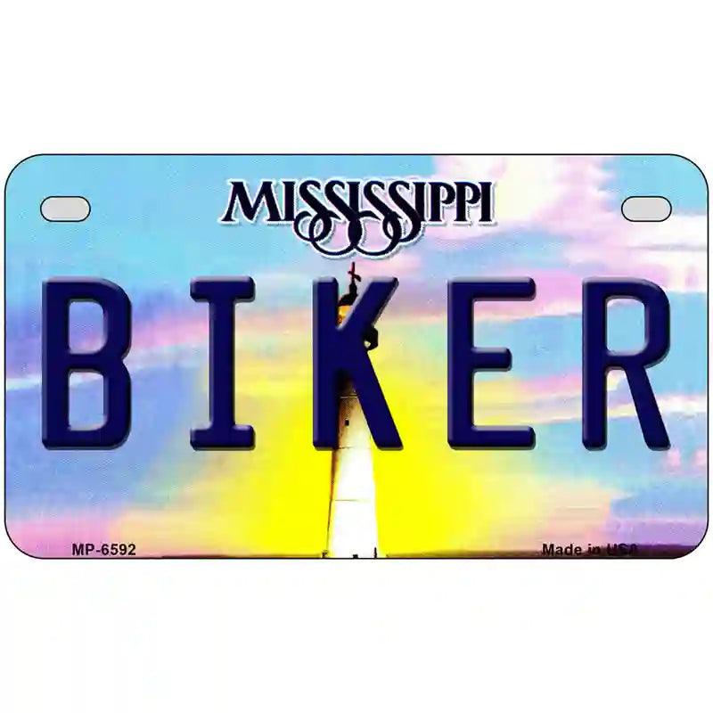Biker Mississippi Novelty Metal License Plate 7" x 4" (MP)