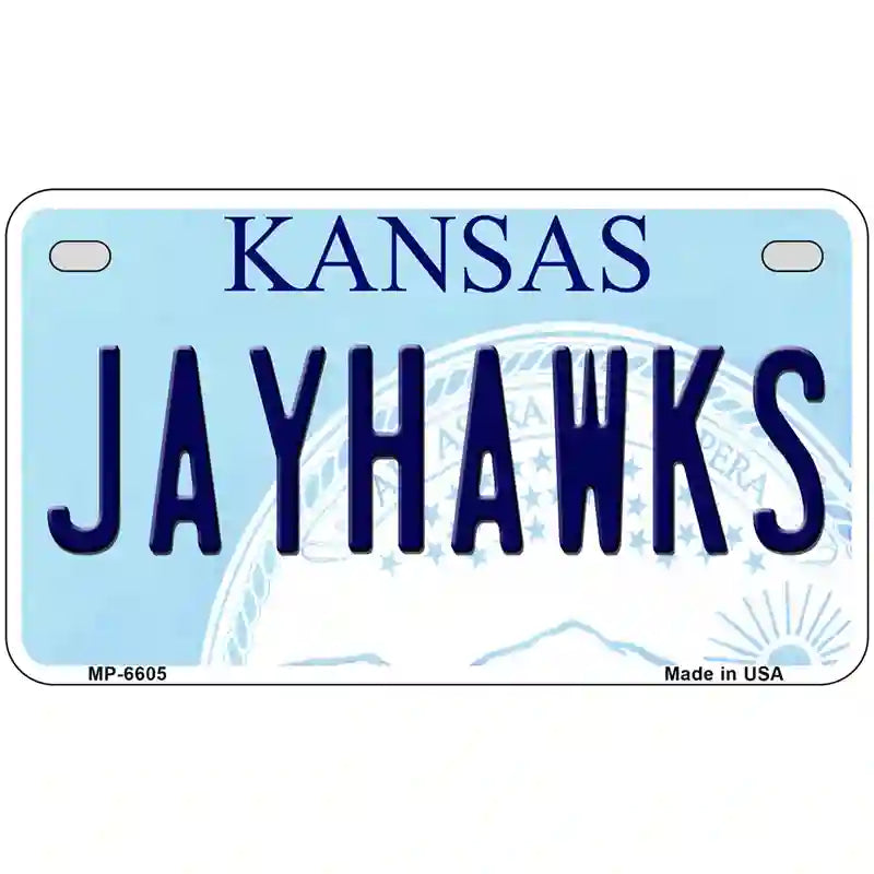 Jayhawks Kansas Novelty Metal License Plate 7" x 4" (MP)